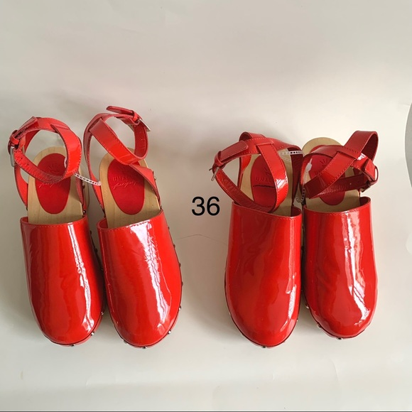 Unalira x Free People Kaia Red patent Leather Clogs ankle strap - Picture 11 of 16